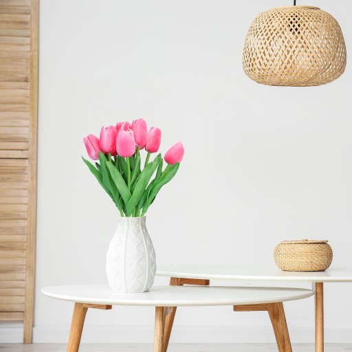 Umelé tulipánové kvety TULIPS ako živé ozdobné kytice do vázy s ružami
