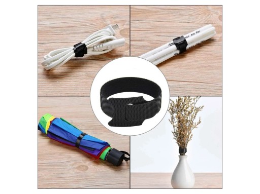 VELCRO PÁSKA ORGANIZÁTOR NA KABEL SVIEČKA KRVAZA 15cm ČIERNA 50 ks