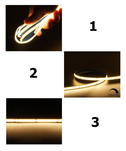 Neon COB LED pas 24V 1m 320 diod 4000K NEUTRAL BIELY HOMOGENNY 8MM