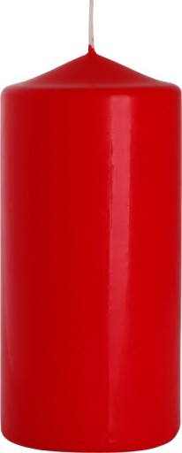 ČERVENÁ valcová sviečka, neparfumovaná, SVIEČKA PARAFÍNOVÁ 15CM 66H 450G