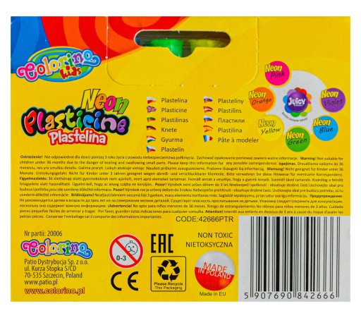 COLORINO neón a plastelína svietiaca v tme