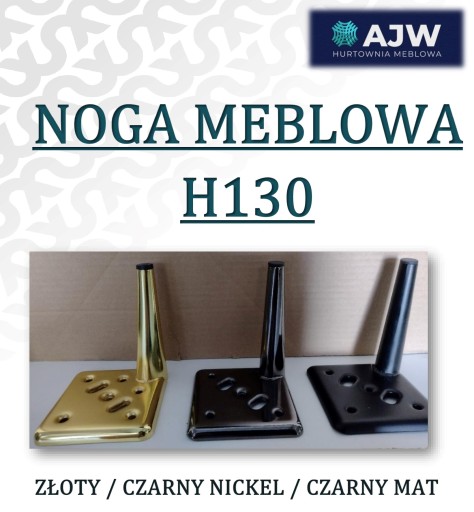 NÁBYTKOVÁ NOHA H130M ČIERNA NIKEL