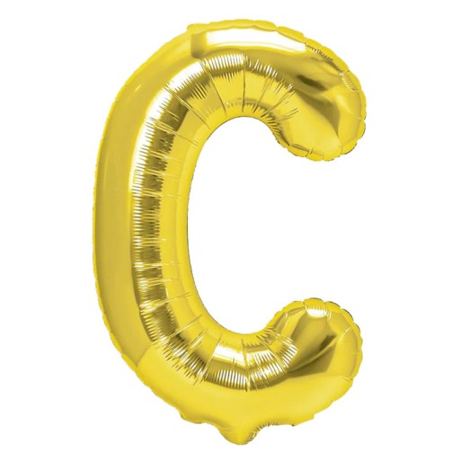 Zlatý fóliový balón v tvare C, 40 cm