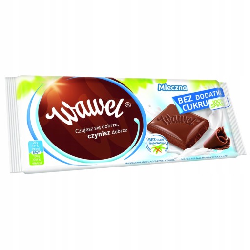 1x90g WAWEL Mliečna čokoláda bez cukru