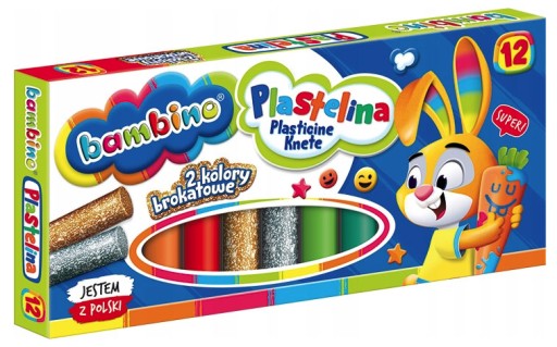 PLASTICINA 12 KS BAMBINO 10 FAREB + 2 GLITRE