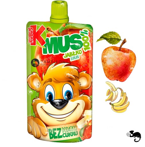 KUBUŚ MUSSE 100% OVOCIE bez pridaného cukru JABLKO BANÁN s Vit.C 100g vrecúško