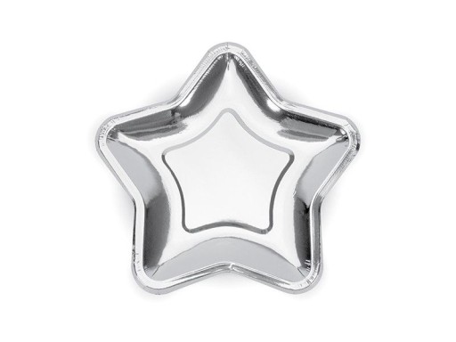 Taniere - Star, strieborné, 18 cm, 6 ks.