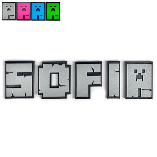 KAJAWIS XL písmená v štýle minecraft 3D nálepky na stenu MENÁ písmená 1ks