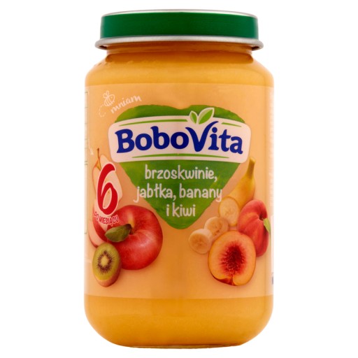BoboVita Jablká, broskyne a kiwi po 6 mesiacoch 190 g