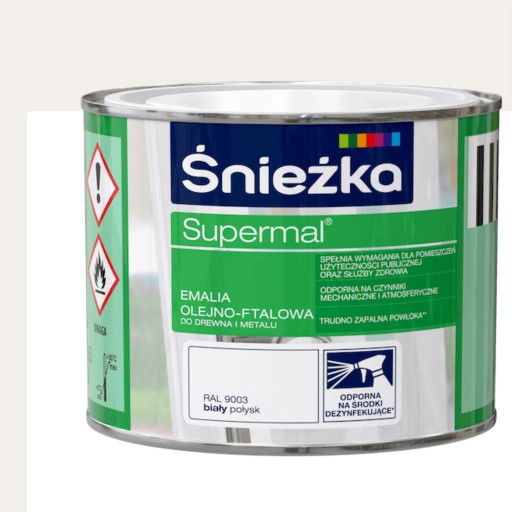 ŚNIEŻKA Supermal Oil-ftalátový email LESK 200ml BIELY