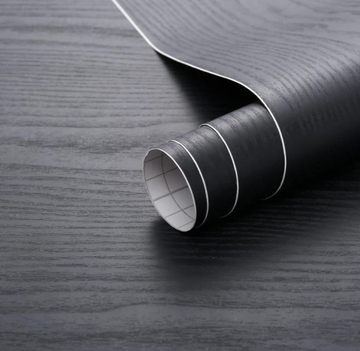 45cm Drevená nábytková dyha Matte Black Wood, má štruktúru