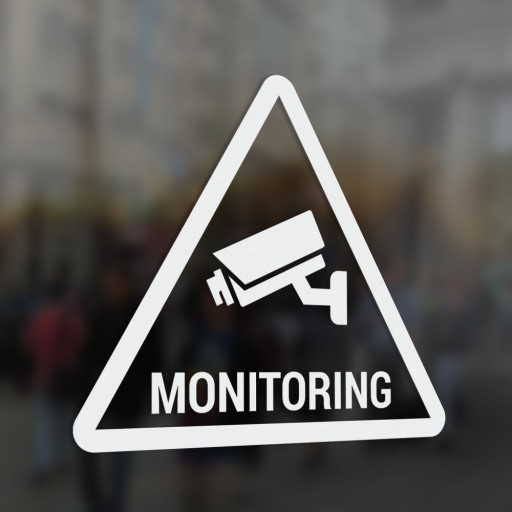 Monitoring - výstražná nálepka 15x13cm