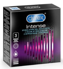 Durex Intense Ribbed kondómy so stimulačným gélom, 3 kusy