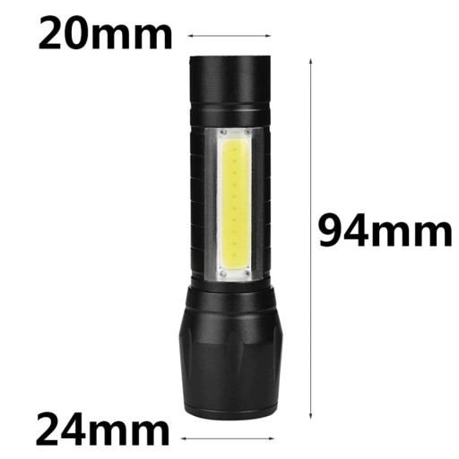 Malá VÝKONNÁ LED TAKTICKÁ BATERKA COB ZOOM T6 USB