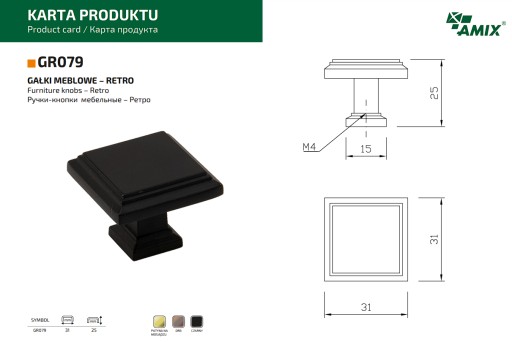KĽÚČKA NA NÁBYTOK PRE RETRO SKRINÍKY - GR079/ORB AMIX