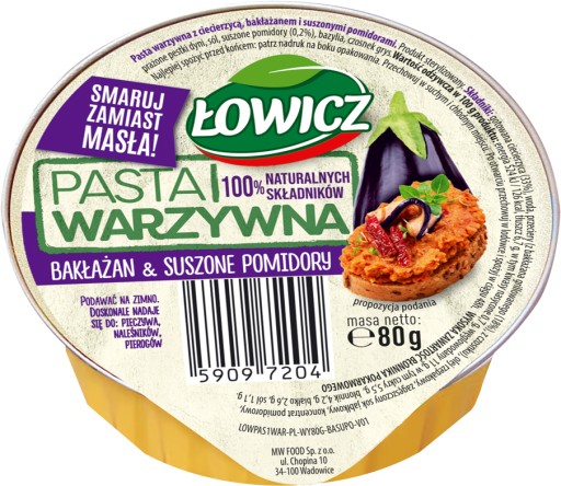 ŁOWICZ Zeleninová pasta z baklažánu a sušených paradajok 80g