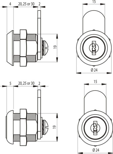 SISO závorový zámok 19x20mm jeden kľúč #D20