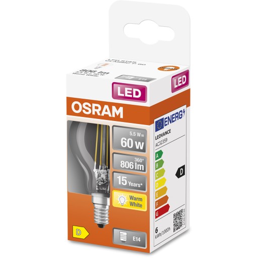 LED žiarovka SMALL BALL E14 5,5W = 60W 2700K OSRAM