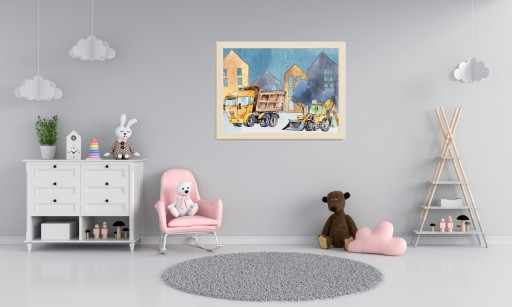 Detská plagátová obrázková grafika A3 bagre stroje