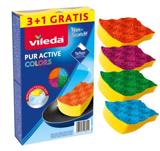VILEDA UMÝVAČKA RIADU NA TEFLÓNOVÚ PUR AKTÍVNU HUBKU 4 KS.
