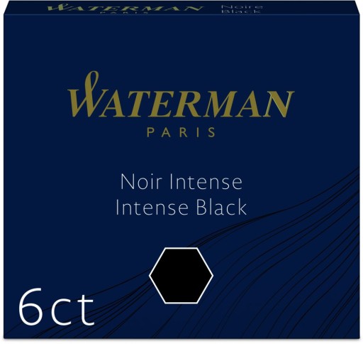 Náboje do pera Waterman krátke, 6 ks, čierne