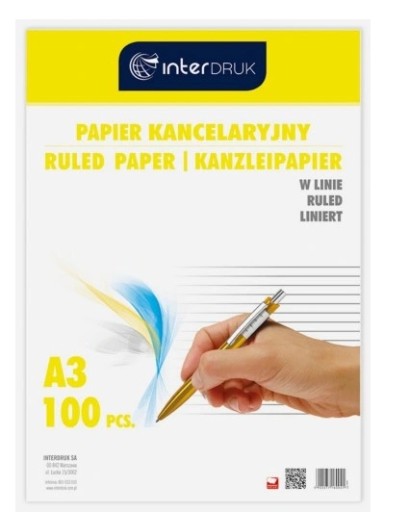 A3 riadkový kancelársky papier, 100 listov