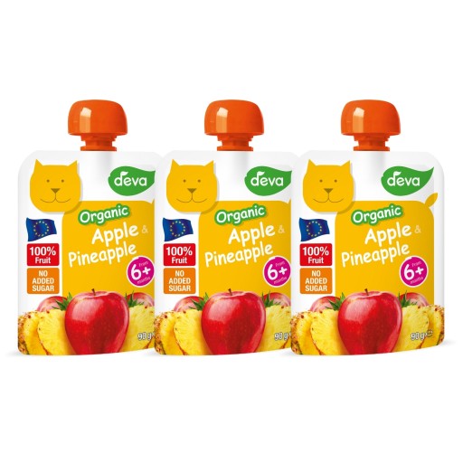 DEVA Bio ovocná pena jablko ananás 3x90g