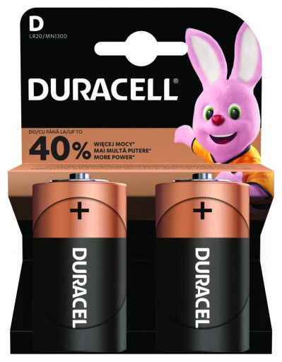 DURACELL 2x ALKALICKÉ BATÉRIE LR20 D R20 VÝKON
