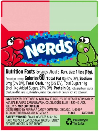 Nerds Mierne kyslé cukríky Vodný melón Čerešňa Vodný melón Čerešňa Wonka 46,7g USA