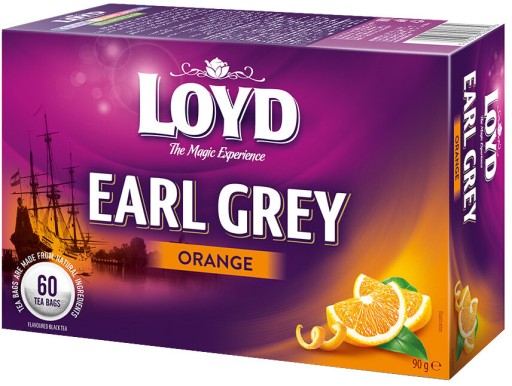 Čaj Earl Grey čierny vo vrecúškach Loyd Orange, 60 ks