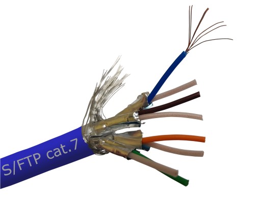 Tienený krútený pár 7 FTP modrý 1m Telegartner