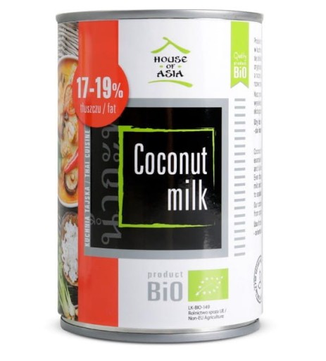 BIO KOKOSOVÉ MLIEKO 17-19% 400 ml.DOM ÁZIE