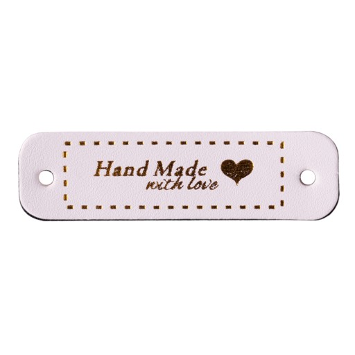 Etiketa z ekokože HANDMADE LOVE, biela 1165
