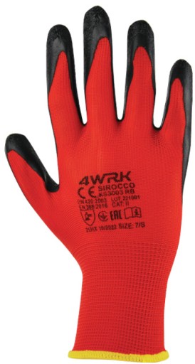 Rukavice potiahnuté latexom 4WRK SIROCCO KS3003 RB veľkosť 7 - S.