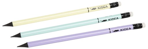 Trojhranná školská ceruzka s gumou, tvrdosť HB, PASTEL Kidea