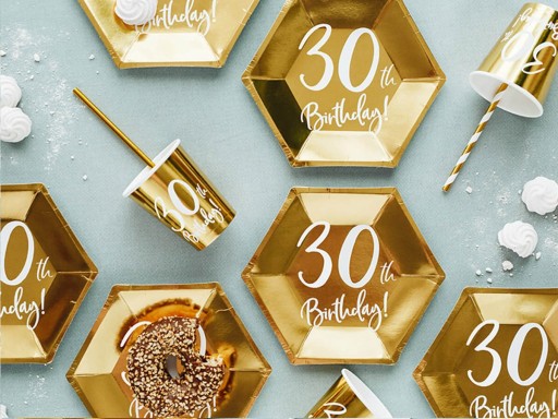 Papierové taniere 30th 30th Birthday Gold 6 kusov