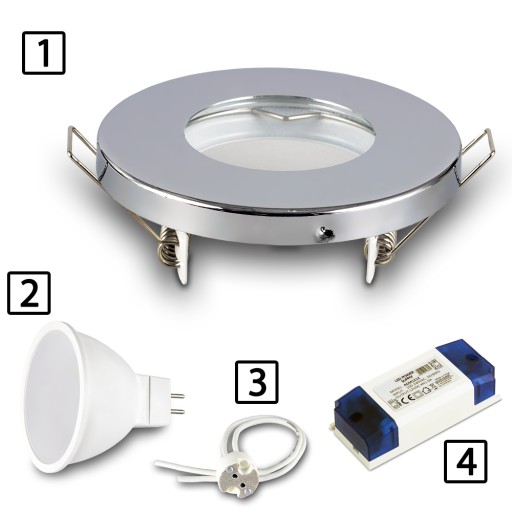 Halogénové stropné svietidlo IP44 CHROME pre LED