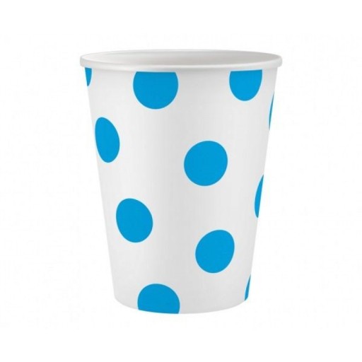 Papierové poháre s bodkami, 250ml, a'6, modré