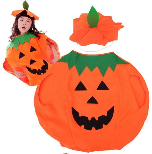 Kostým Halloween tekvica pre deti Veľkosť S Plsť 80-110 cm HAL-039