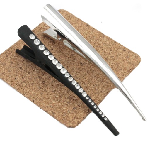 SVORKY DO VLASOV STRIEBORNÁ ČIERNA ZIRKÓN 12 cm TUKÁNSKÝ ZOBÁK 2 kusy