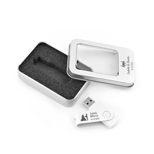 Pendrive 1 GB 2.0 + kovová krabička + SVADOBNÉ gravírovanie