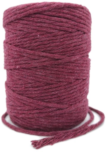 Bavlnená šnúrka na makramé, 3mm, 100m, bordová