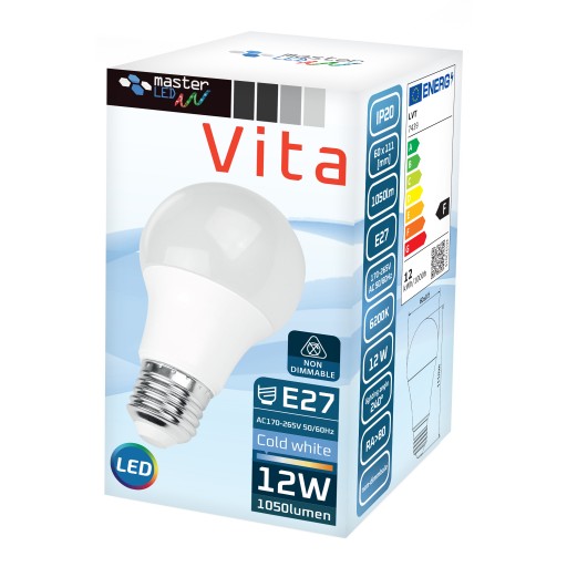 SMD LED žiarovka E27 A60 2835 12W 230V BIELA