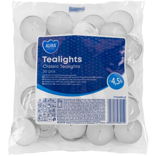 TEALIGHTY Neparfumované sviečky HEATER TEALIGHT BISPOL ~4,5H 30 KS
