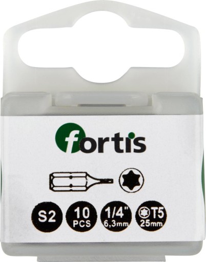 Bity FORTIS 1/4'' DIN3126 TORX T5 x 25mm 10ks