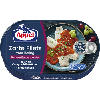 1x 200g APPEL Filety zo sleďa v smotane. burgundský