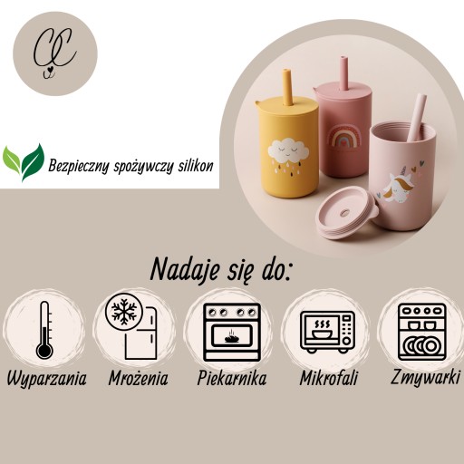 Silikónový pohár so slamkou na učenie sa piť, 175 ml