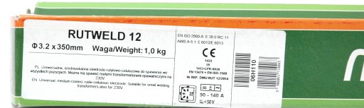 RUTWELD RUTIL ELEKTRODE R12Ø 3,2 X 350mm /7 ks/