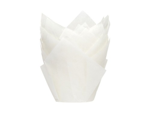 Košíčky na muffiny - tulipánové, biele, 36 ks.