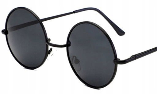 LENONKI okrúhle ČIERNE OKULIARE, letné kovové CE FRAME UV400 kovové